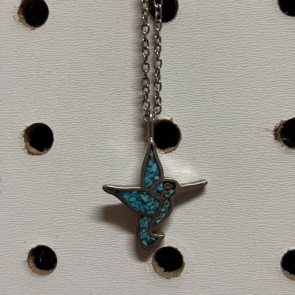 Silver Hummingbird Pendant Necklace